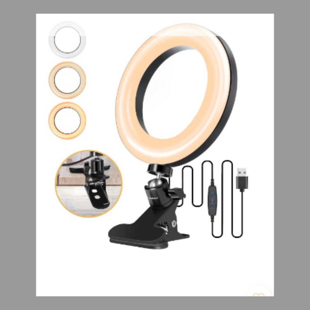 ELEGIANT 6.3" Selfie Ring Light with Aluminum Alloy Shell & Clamp Mount 3-Color